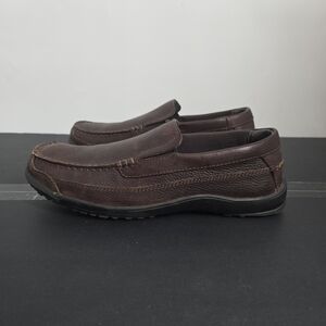 Lanesboro Men's 10.5M Brown Leather Slip-On Loafers Driving Shoes Moc Toe Casual